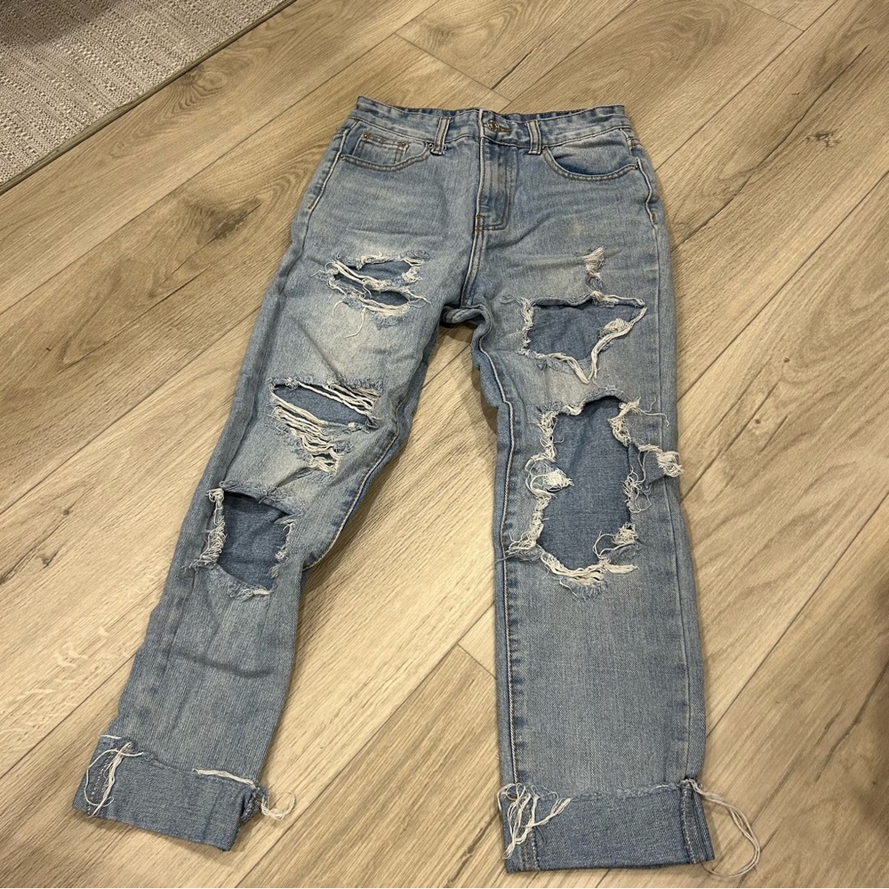 Nasty Gal Distressed Blue Jeans